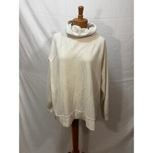 Lou & Grey Turtleneck Cream Waffle Knit Tunic (Large)